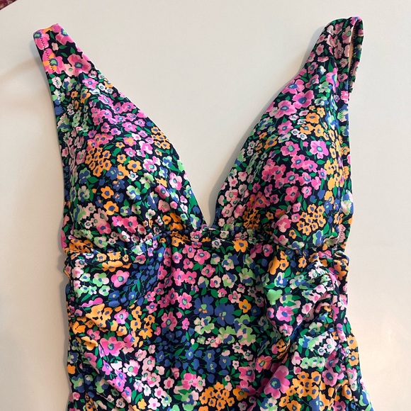 J. Crew V-Neck Ruched One-Piece Swimsuit - Picture 3 of 8